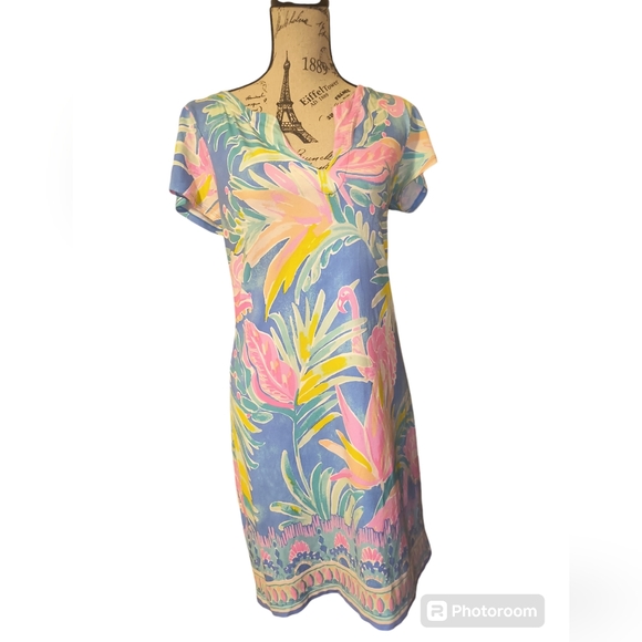 Lilly Pulitzer Sophiletta Dress Bennet Blue Showstopper Print UPF 50+ Size M - Picture 5 of 17